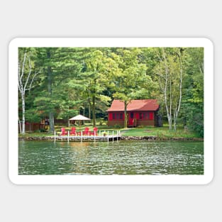 Red Chairs and a Cabin Sticker